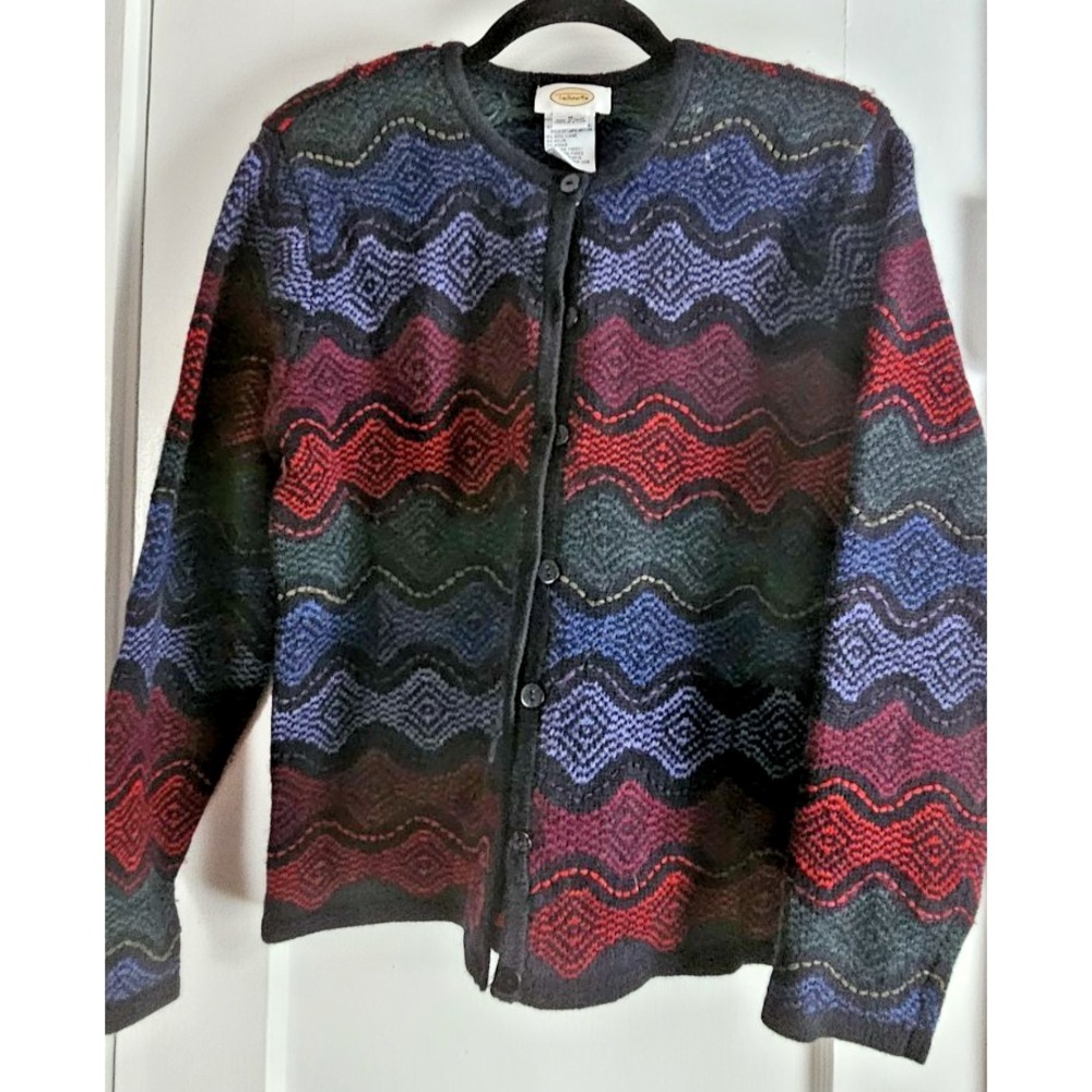 Vintage Talbots woman Sz M cardigan sweater Lambswool Rabbit hair blend